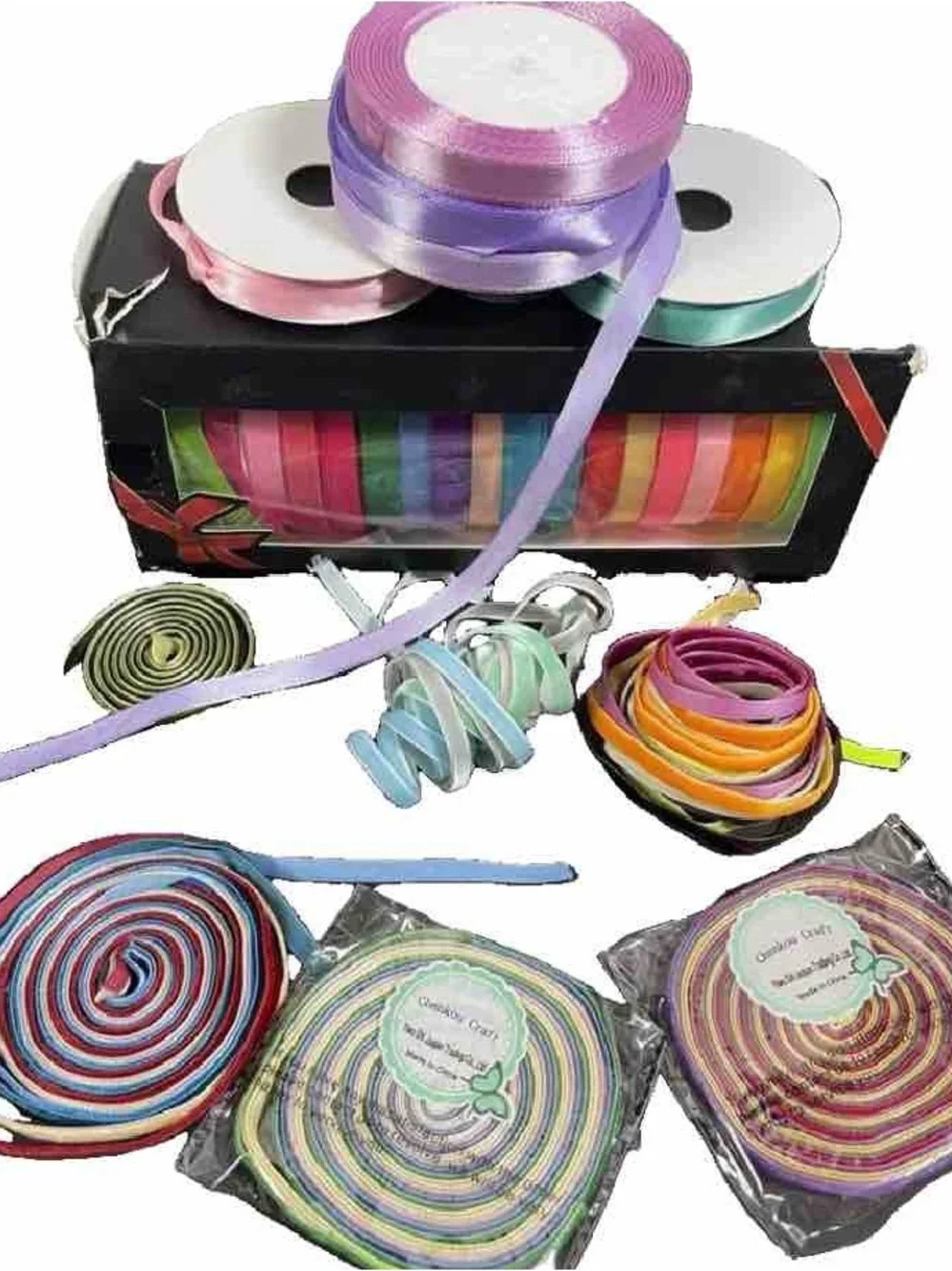 28 Assorted Decorative Ribbon Set - Multicolor - Satin & Velvet Ribbon Rolls